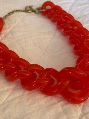 HOLD J.Crew Red Lucite Bold Links Necklace